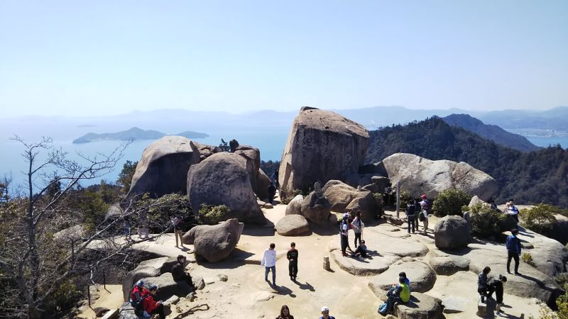 View from the observatory and large rocks at the summit