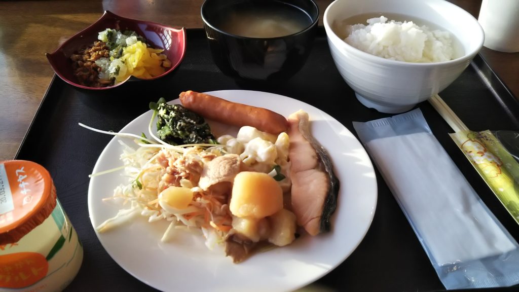 Traditional Japanese breakfast at the hotel