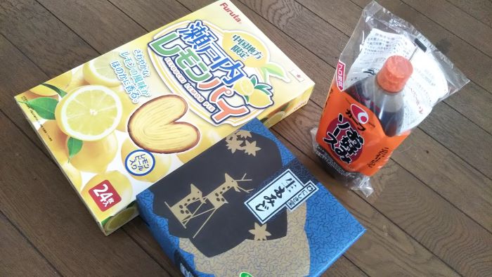 Carp okonomiyaki sauce, Setouchi lemon pie, and fresh momiji manju from Nishikido