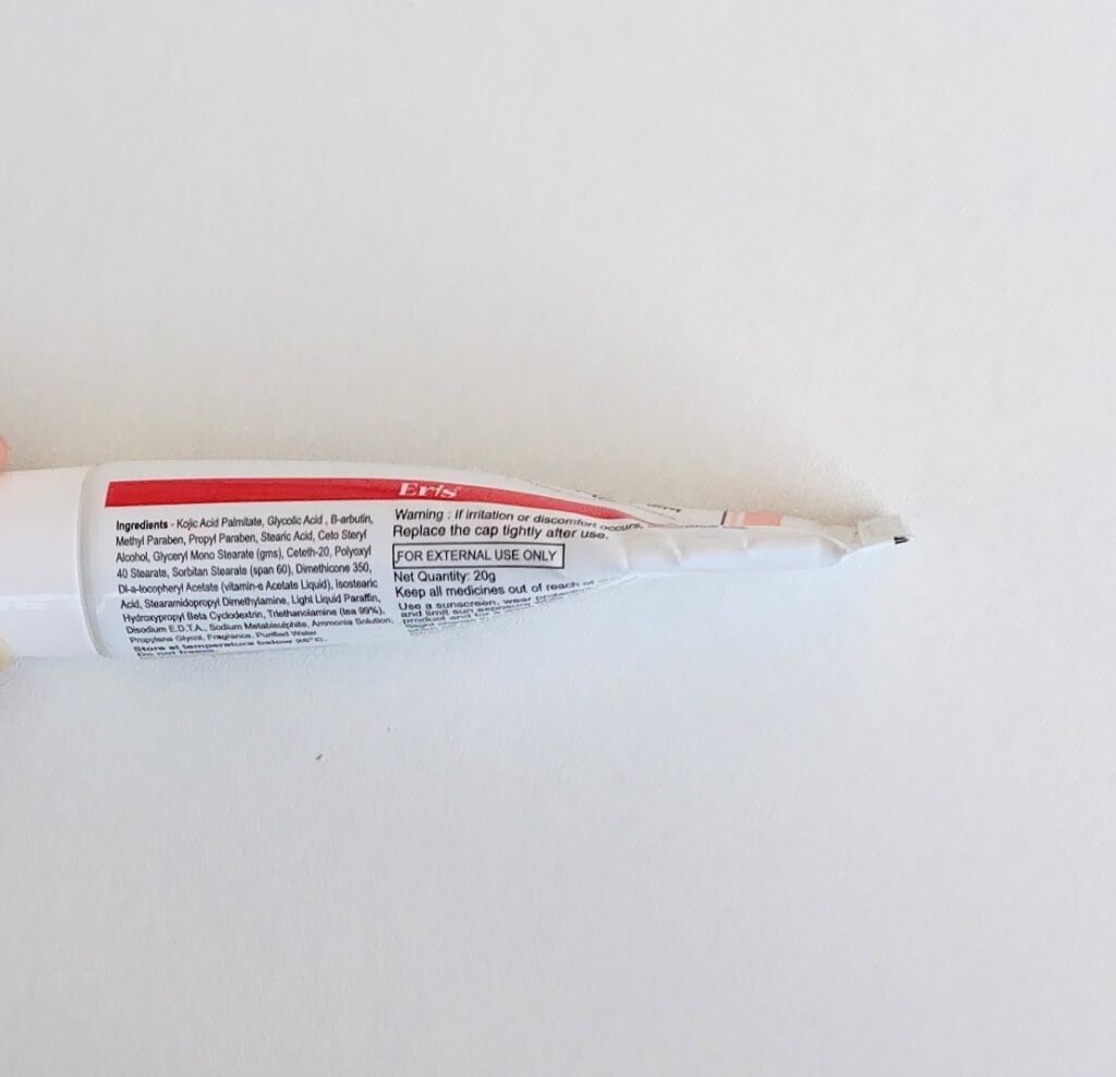 Remaining amount of Demelan Cream after 2 months of use showing product usage level
